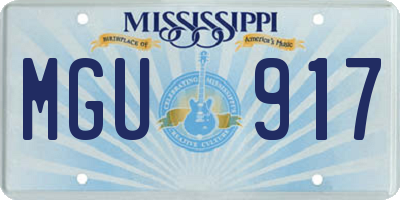 MS license plate MGU917