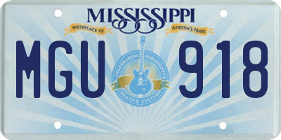 MS license plate MGU918