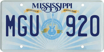 MS license plate MGU920