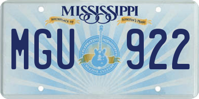 MS license plate MGU922