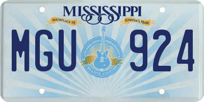 MS license plate MGU924