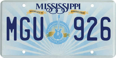 MS license plate MGU926