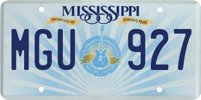MS license plate MGU927