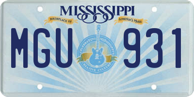 MS license plate MGU931