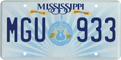 MS license plate MGU933