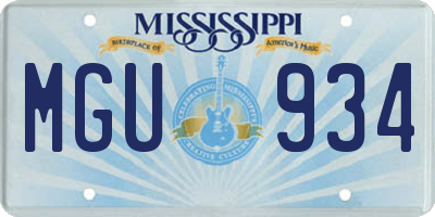 MS license plate MGU934