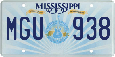 MS license plate MGU938