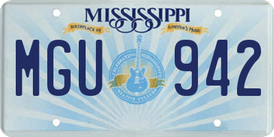 MS license plate MGU942