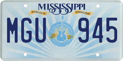 MS license plate MGU945