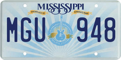 MS license plate MGU948