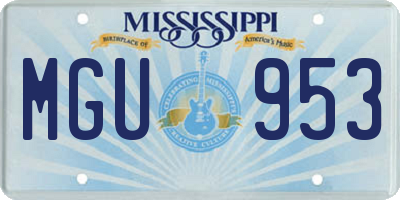 MS license plate MGU953