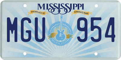 MS license plate MGU954