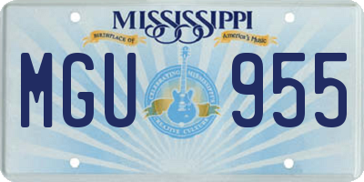 MS license plate MGU955