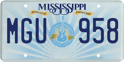 MS license plate MGU958