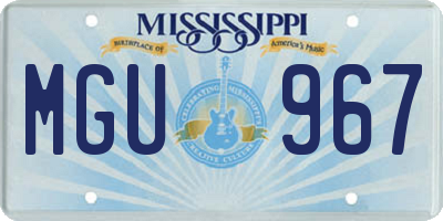 MS license plate MGU967