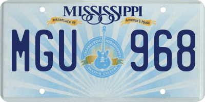MS license plate MGU968