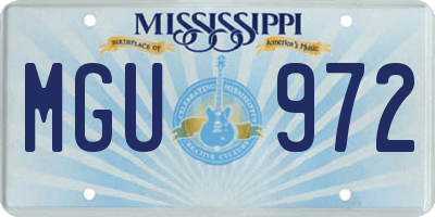 MS license plate MGU972