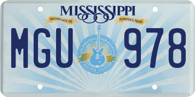 MS license plate MGU978