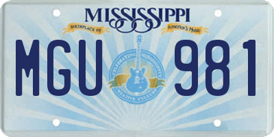MS license plate MGU981