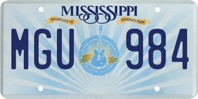 MS license plate MGU984