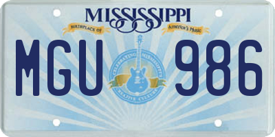 MS license plate MGU986
