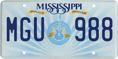 MS license plate MGU988