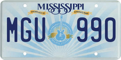 MS license plate MGU990