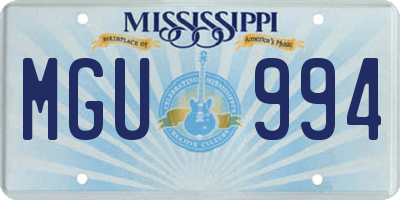 MS license plate MGU994