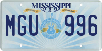 MS license plate MGU996