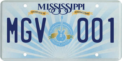 MS license plate MGV001