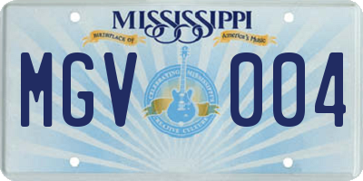 MS license plate MGV004