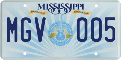MS license plate MGV005