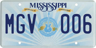 MS license plate MGV006