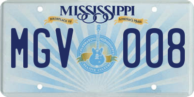 MS license plate MGV008