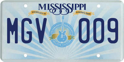MS license plate MGV009