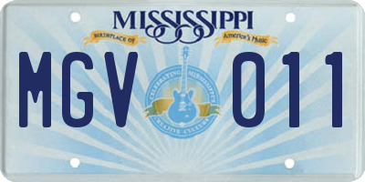 MS license plate MGV011
