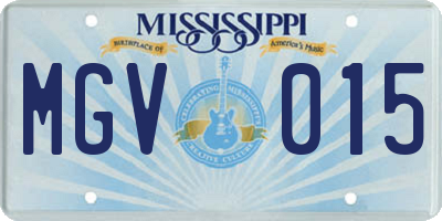 MS license plate MGV015