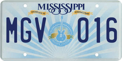 MS license plate MGV016