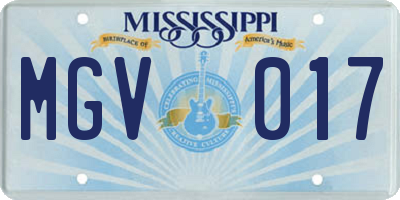 MS license plate MGV017