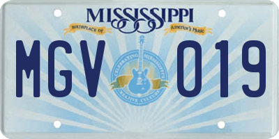 MS license plate MGV019