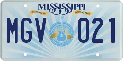 MS license plate MGV021