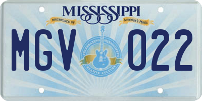 MS license plate MGV022