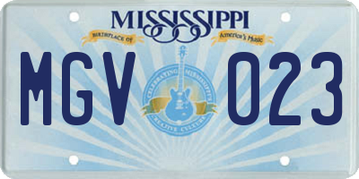 MS license plate MGV023