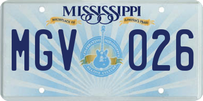 MS license plate MGV026