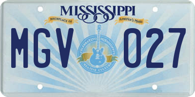 MS license plate MGV027