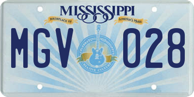 MS license plate MGV028