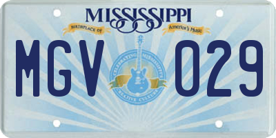 MS license plate MGV029
