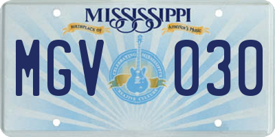 MS license plate MGV030
