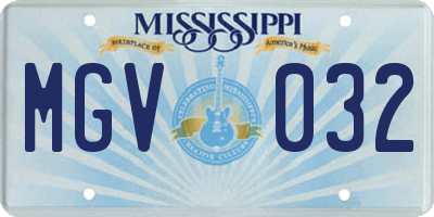 MS license plate MGV032