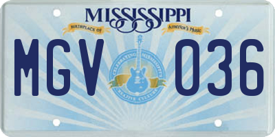 MS license plate MGV036